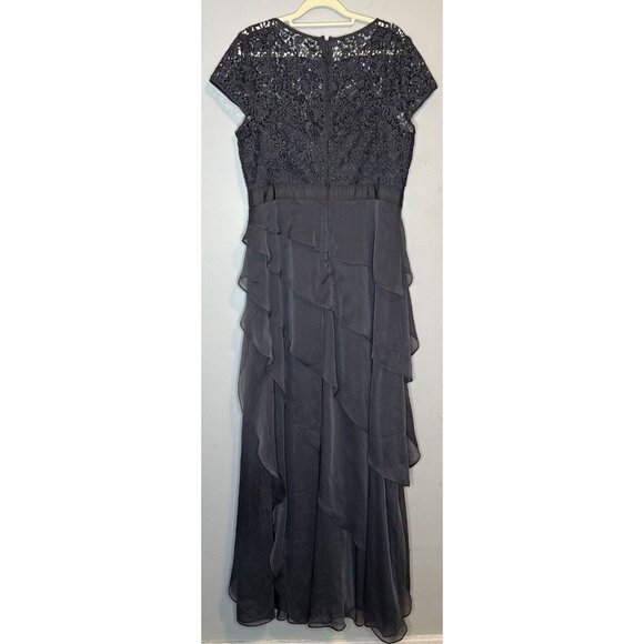 Adrianna Papell Dress 14 Blue Long Maxi Gown Formal Mother Bride Groom wedding - Picture 4 of 9